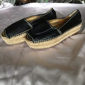 PRADA MILANO made in ITALY Black Espadrille Platform Women Shoes size 8